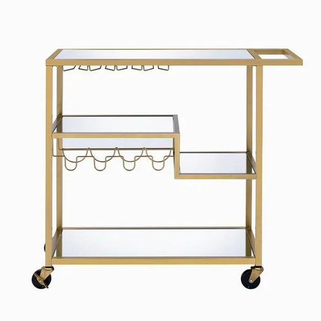 Serving Cart with Wine Bottle Storage, Champagne & Mirror