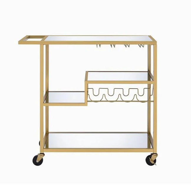 Serving Cart with Wine Bottle Storage, Champagne & Mirror