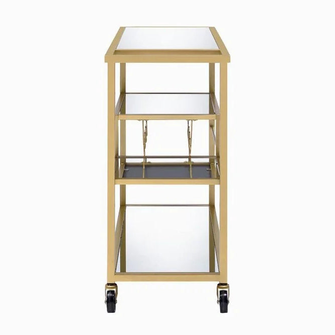 Serving Cart with Wine Bottle Storage, Champagne & Mirror