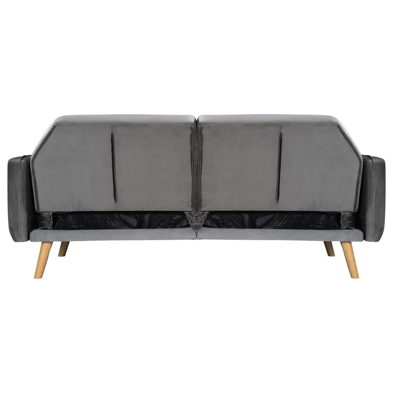 Velvet Upholstered Sofa Bed Convertible Folding Futon Lounge Couch