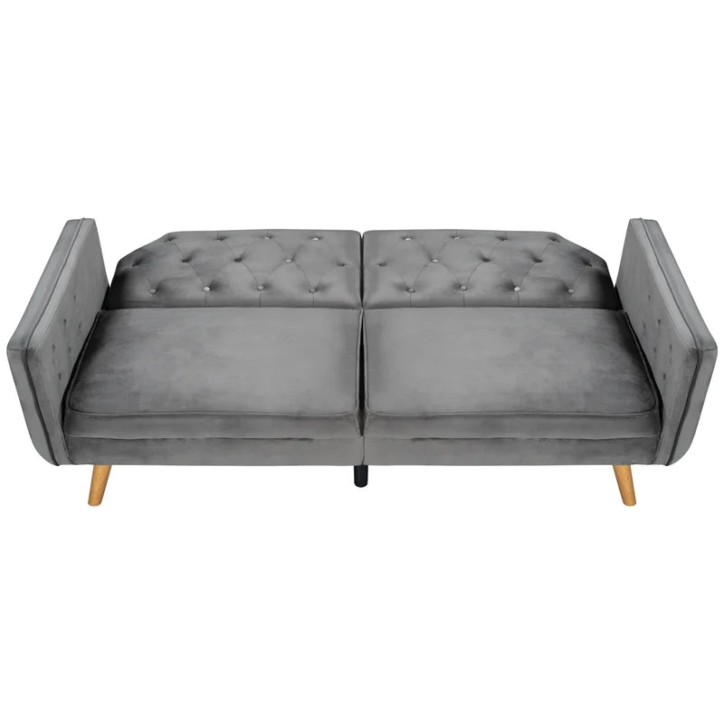 Velvet Upholstered Sofa Bed Convertible Folding Futon Lounge Couch