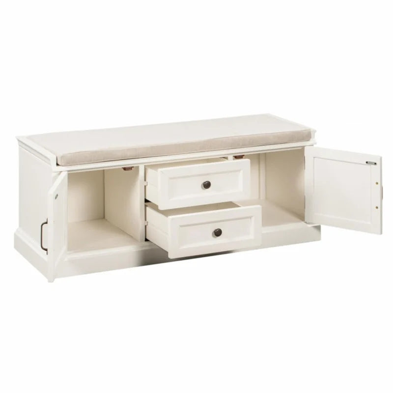 Storage Bench with Removable Cushion, White