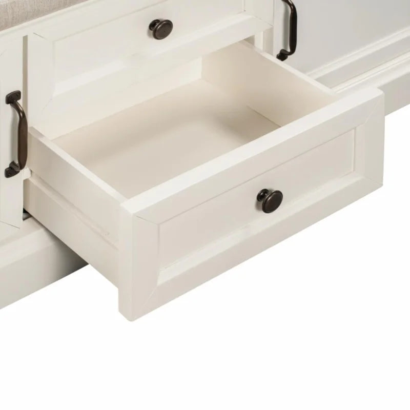 Storage Bench with Removable Cushion, White