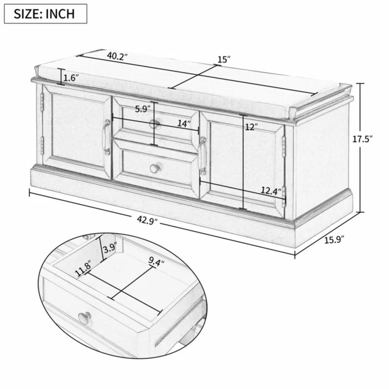 Storage Bench with Removable Cushion, White