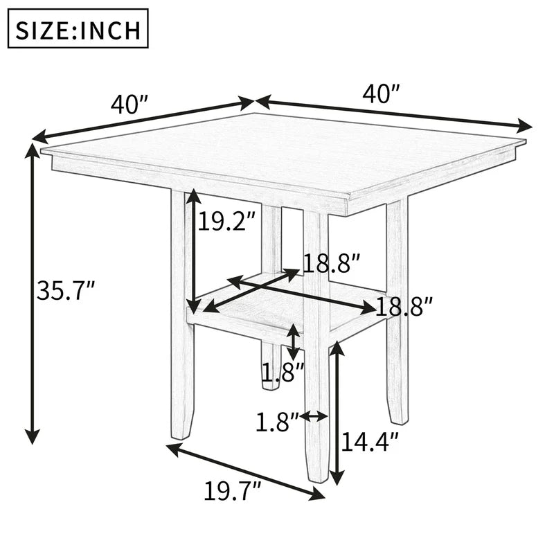 Wooden Counter Height Dining Table, Espresso