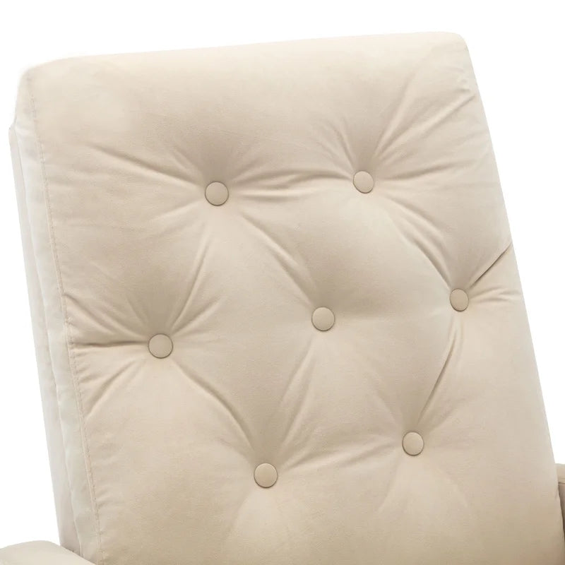 Tufted Velvet Armchair High Back Rocking Sofa Chair, White