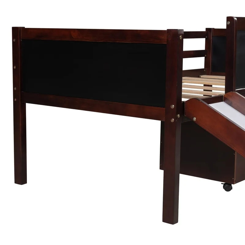 Twin size Loft Bunk Bed with Two Storage Boxes, Espresso