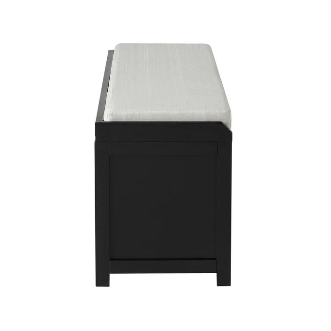 Wood Storage Bench With 2 Cabinets, Black