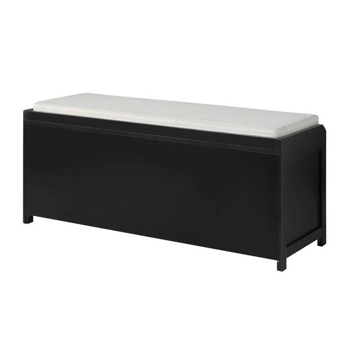 Wood Storage Bench With 2 Cabinets, Black