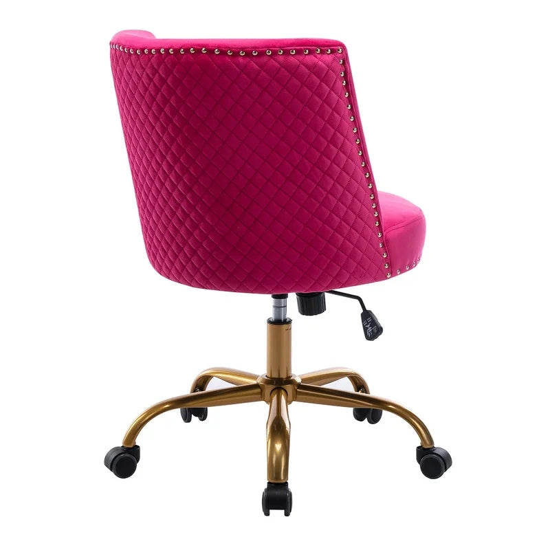 Velvet Home Office Swivel Chair, Fushia