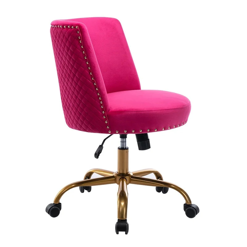 Velvet Home Office Swivel Chair, Fushia