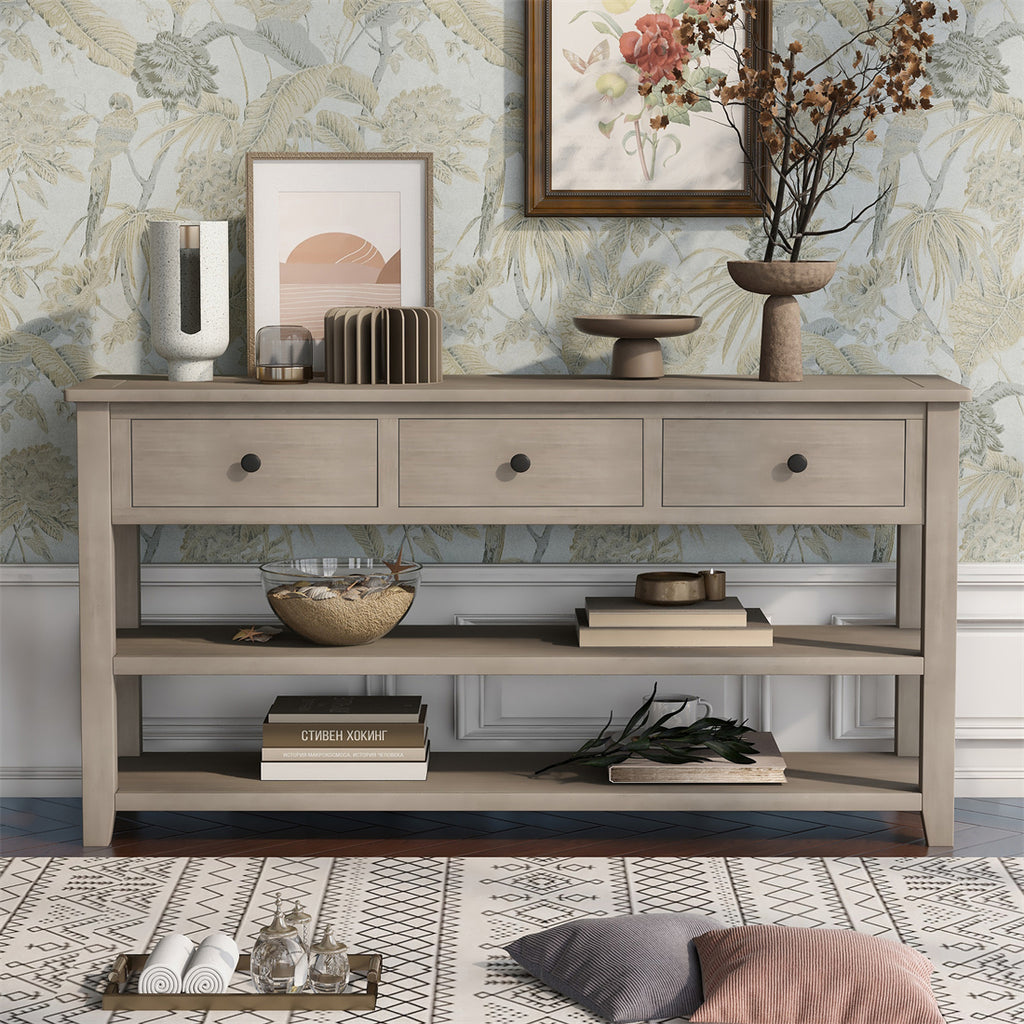 Console Table with Shelves and Drawers