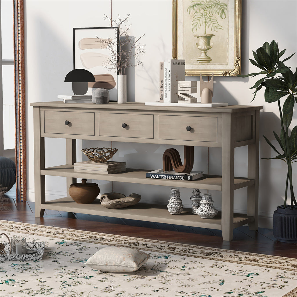 Console Table with Shelves and Drawers