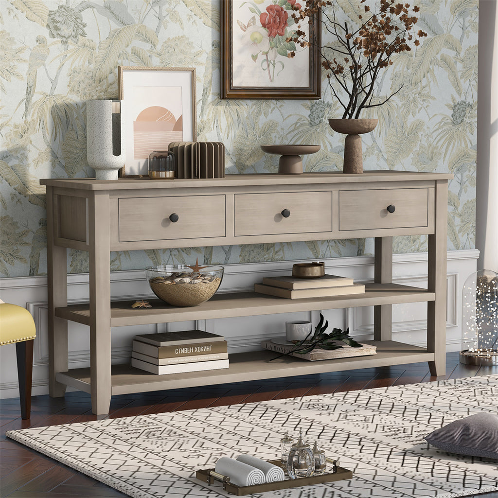 Console Table with Shelves and Drawers