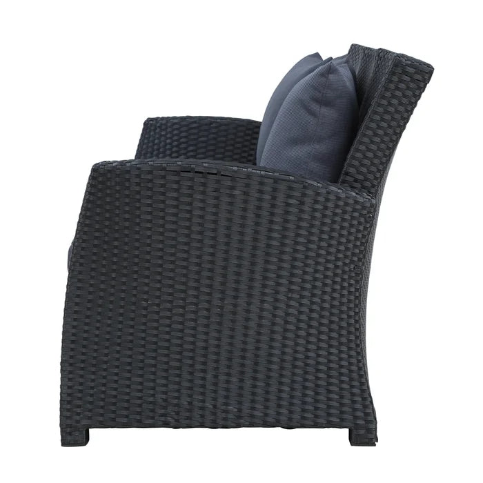 Patio Furniture Set 4-Piece Wicker Conversation Sofa Set with Dark Grey Cushions