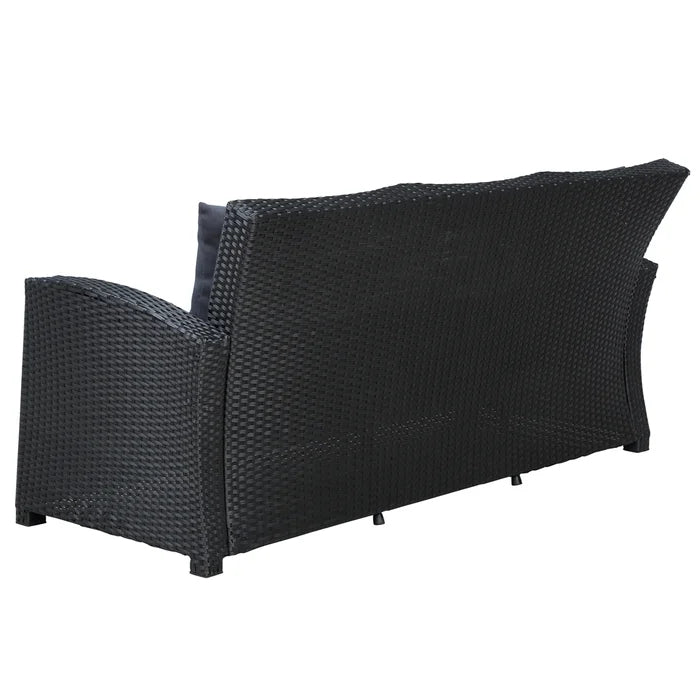 Patio Furniture Set 4-Piece Wicker Conversation Sofa Set with Dark Grey Cushions