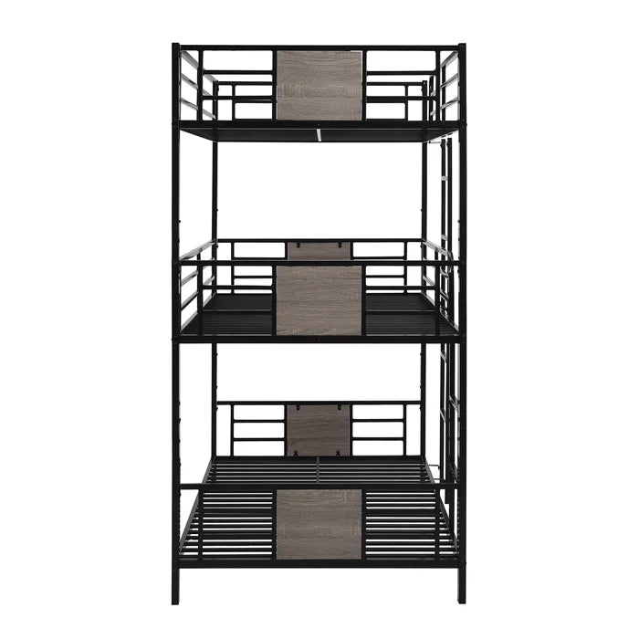 Twin Over Twin Over Twin Triple Bunk Bed, Gray