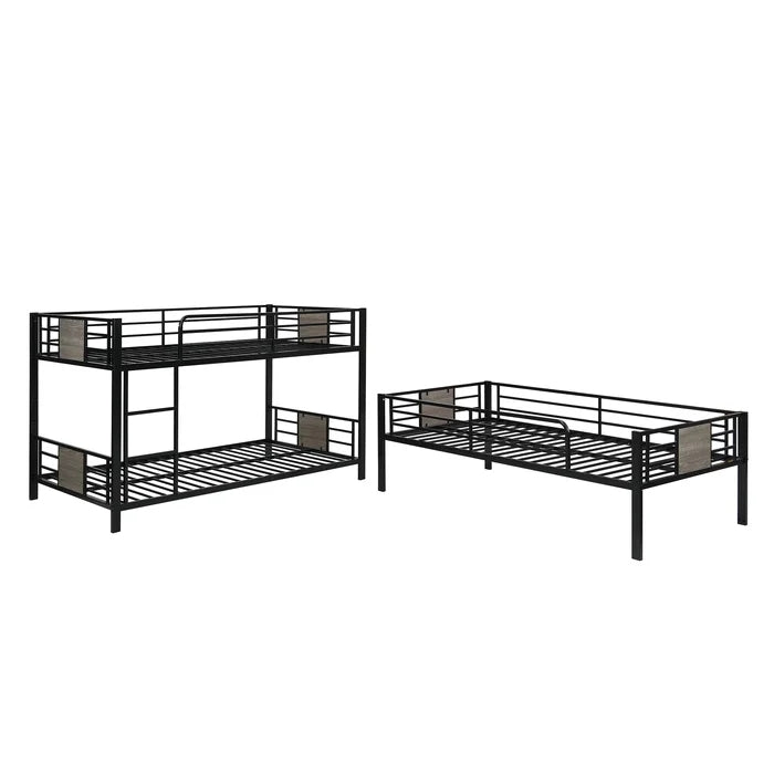 Twin Over Twin Over Twin Triple Bunk Bed, Gray