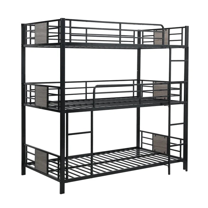 Twin Over Twin Over Twin Triple Bunk Bed, Gray