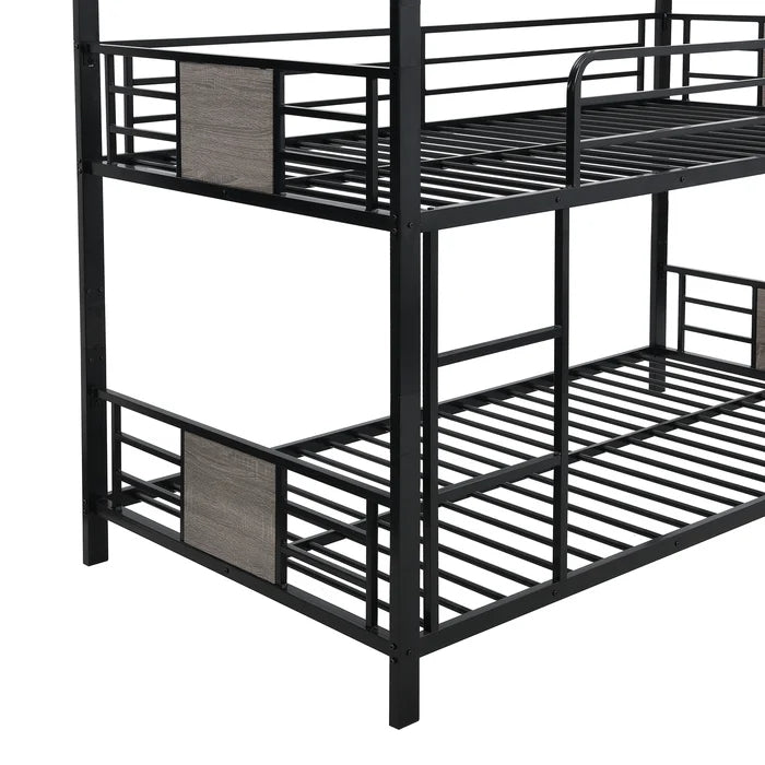 Twin Over Twin Over Twin Triple Bunk Bed, Gray