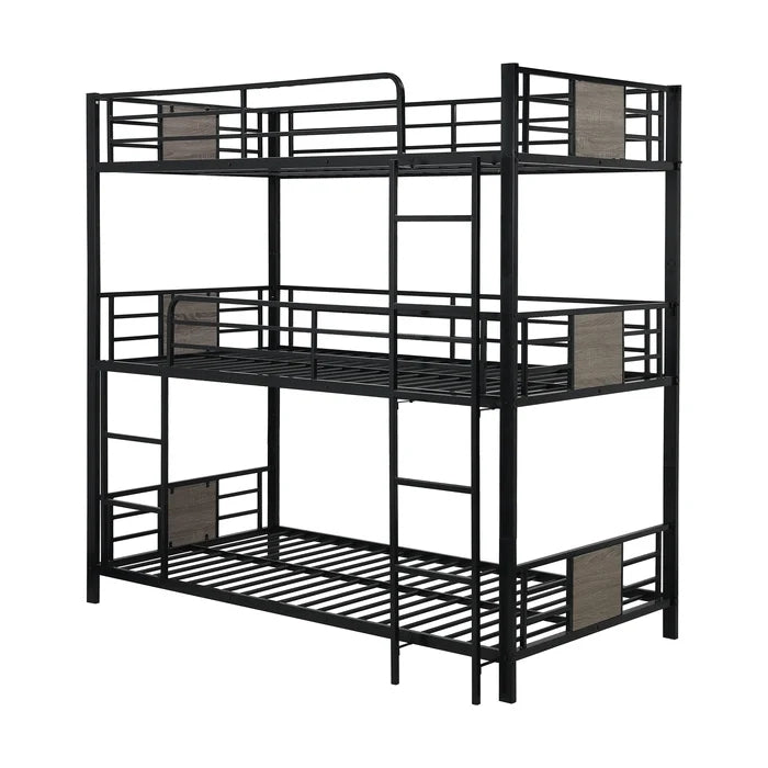 Twin Over Twin Over Twin Triple Bunk Bed, Gray