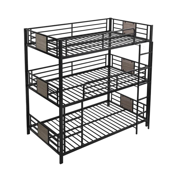 Twin Over Twin Over Twin Triple Bunk Bed, Gray