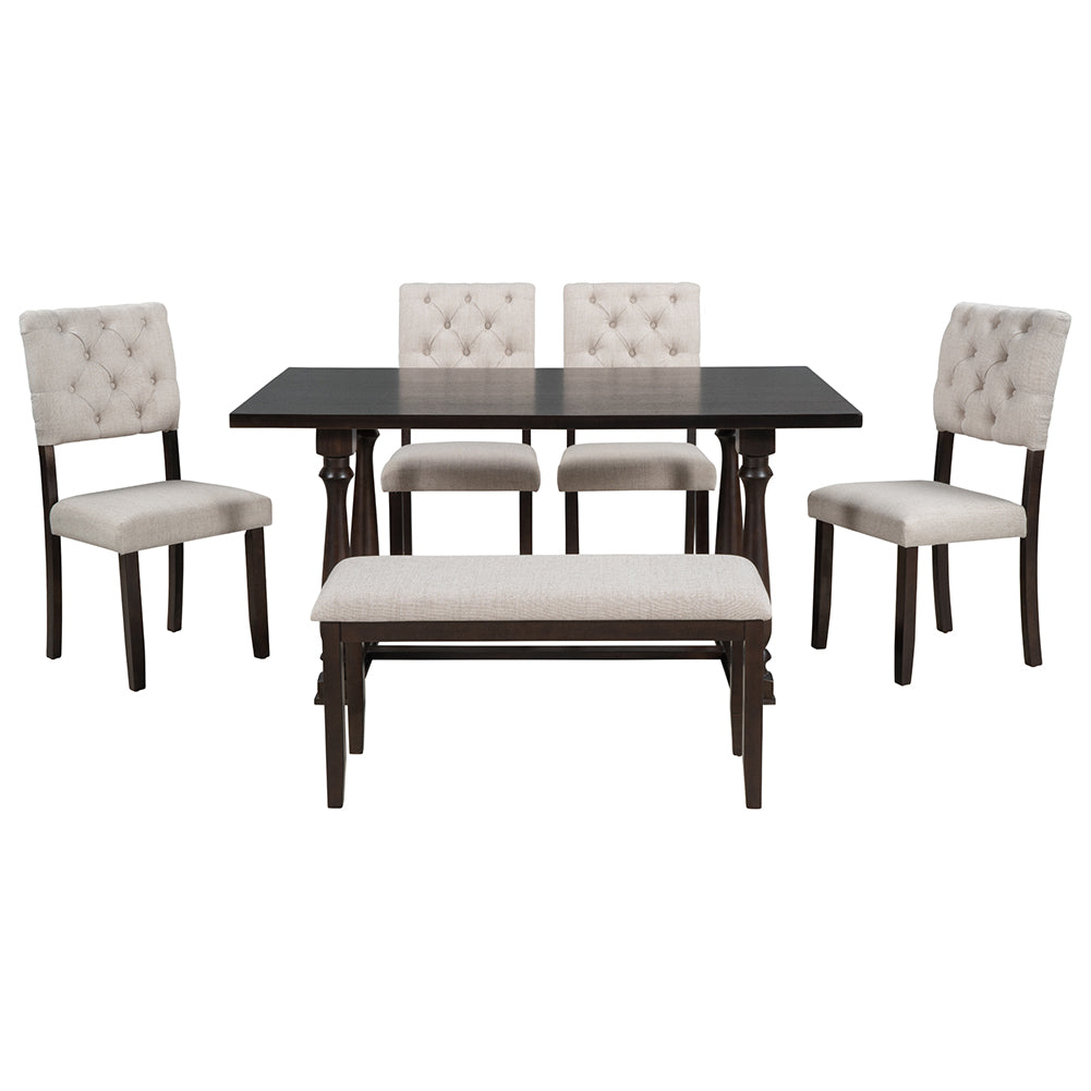 Dining Table Set with 4 Side Chairs and Bench