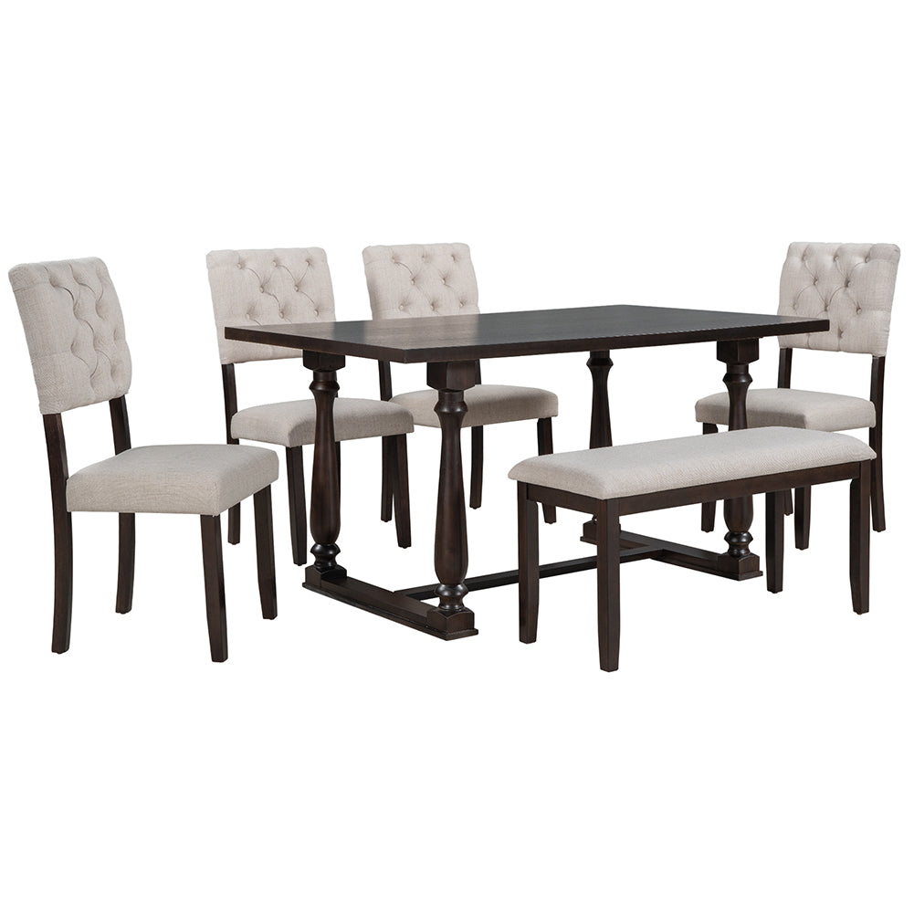 Dining Table Set with 4 Side Chairs and Bench