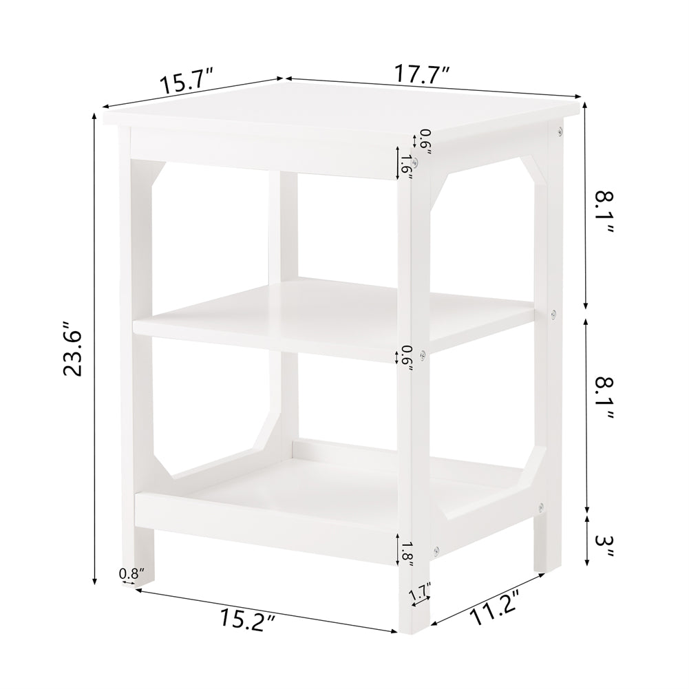 Side Table with 3 Shelves