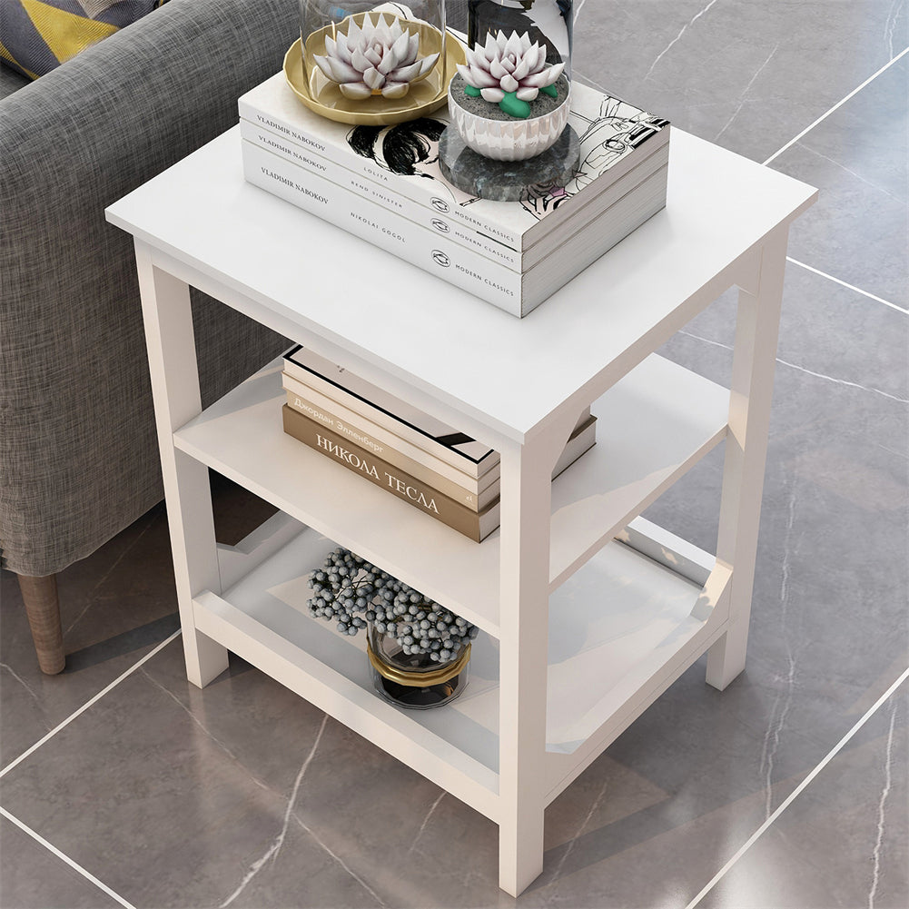 Side Table with 3 Shelves