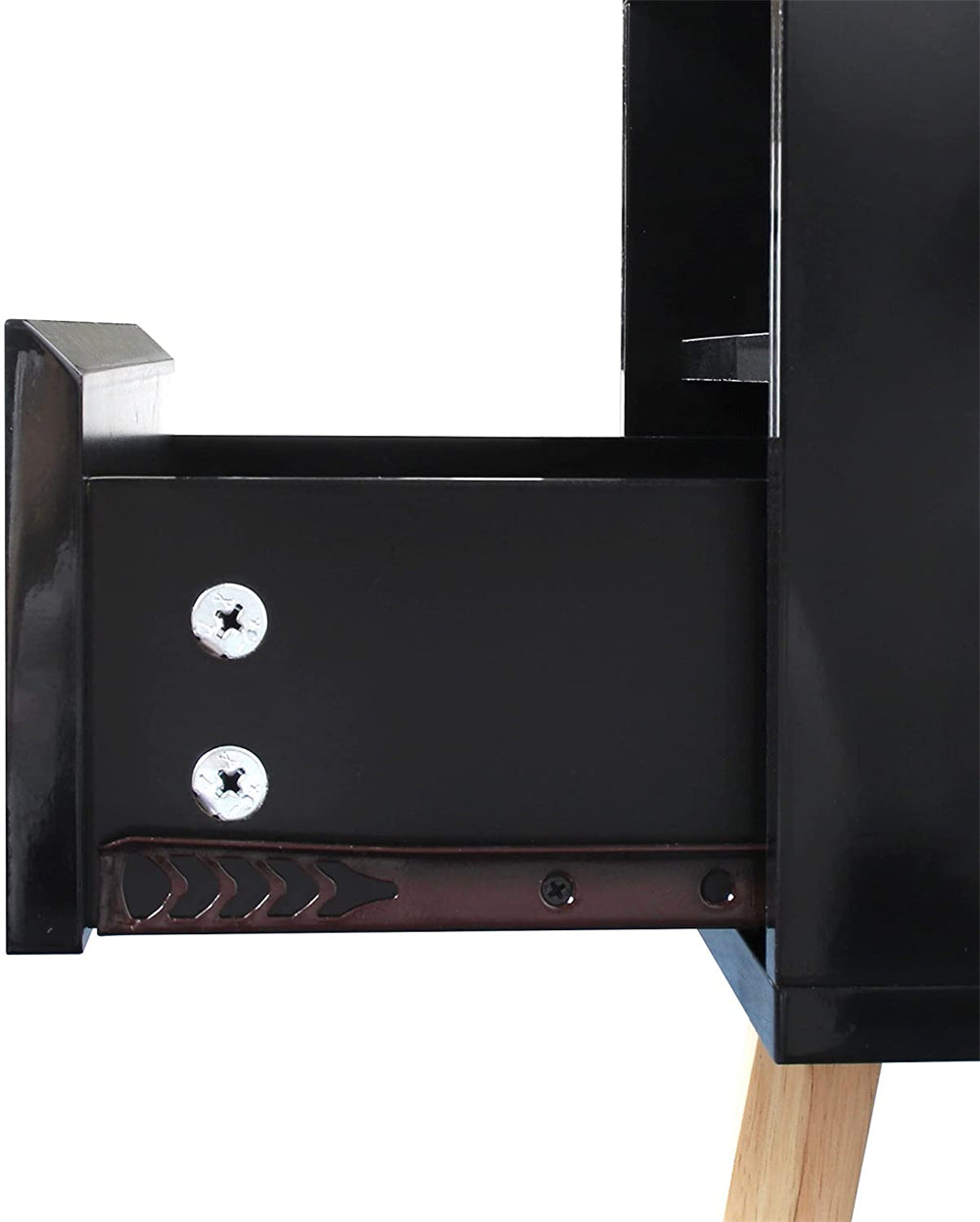 Nightstand Bedside Table with Storage Drawer and 2 Open Shelves, Black