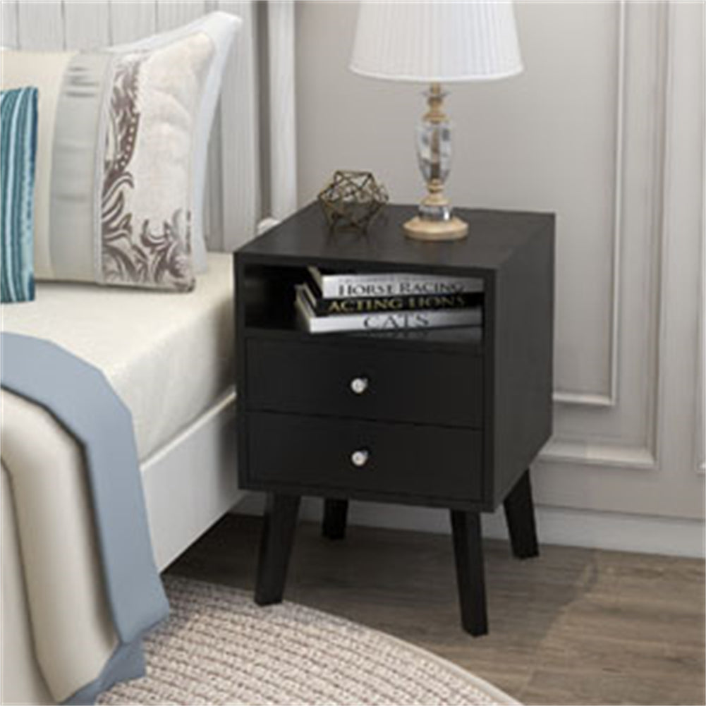 Bedside Table with 2-Drawers And Open Shelf