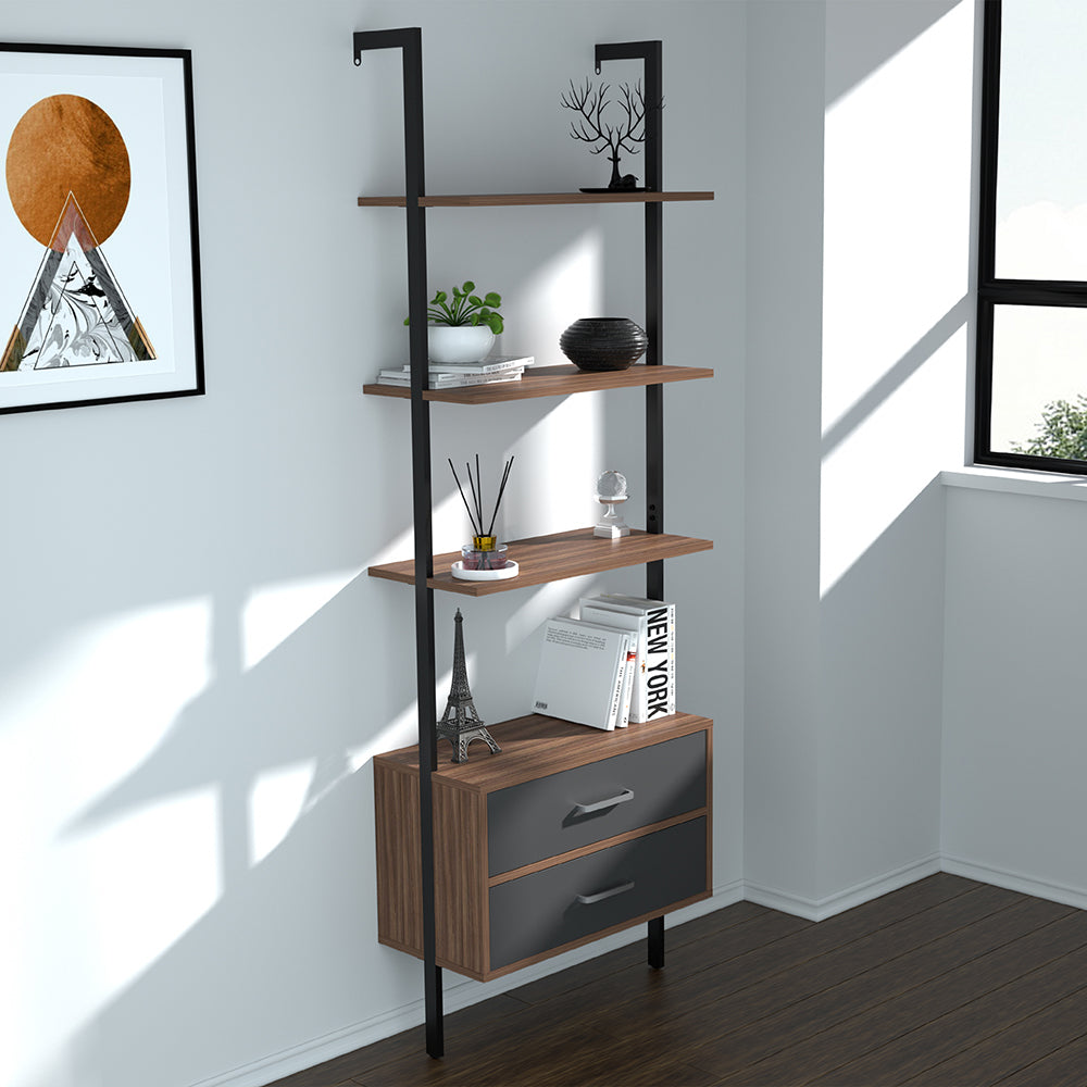 Ladder Bookcase with 2 Drawers