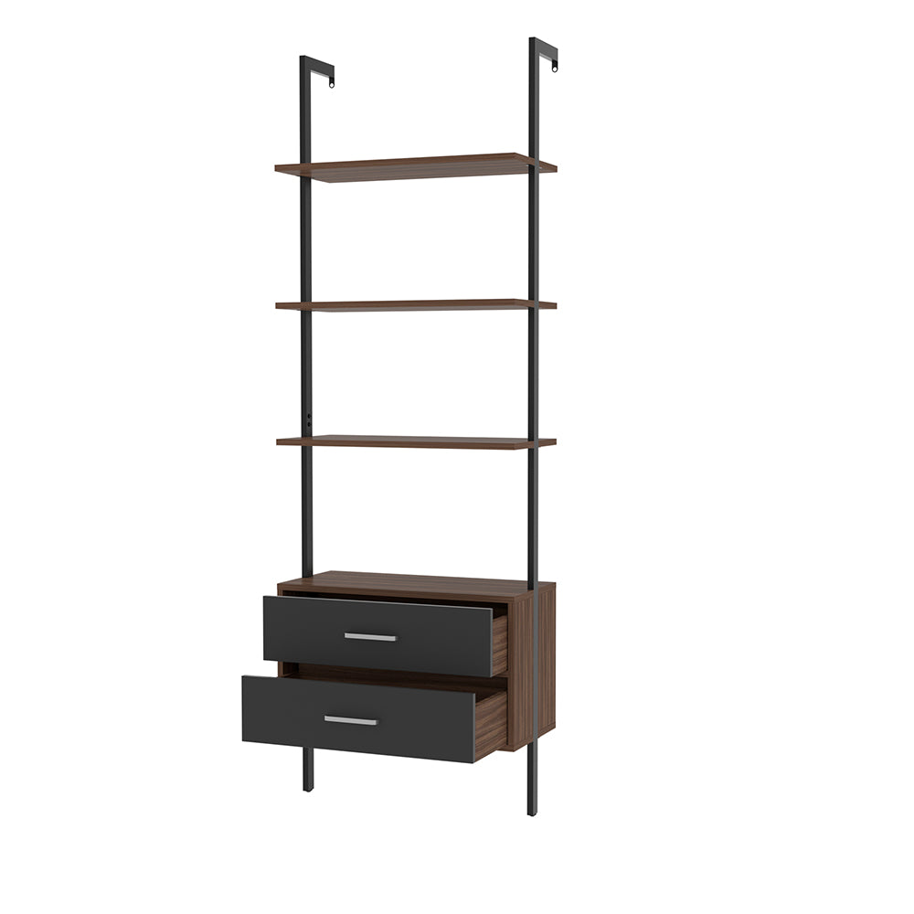 Ladder Bookcase with 2 Drawers