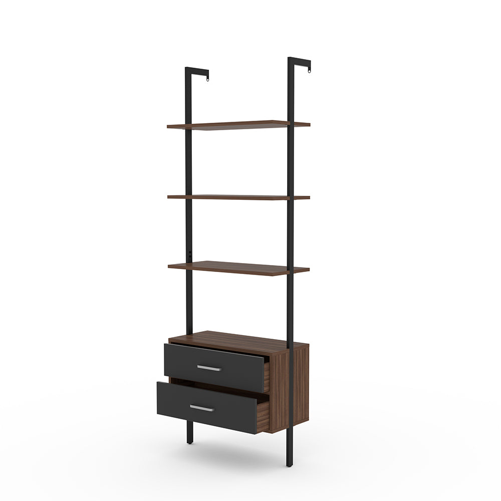 Ladder Bookcase with 2 Drawers