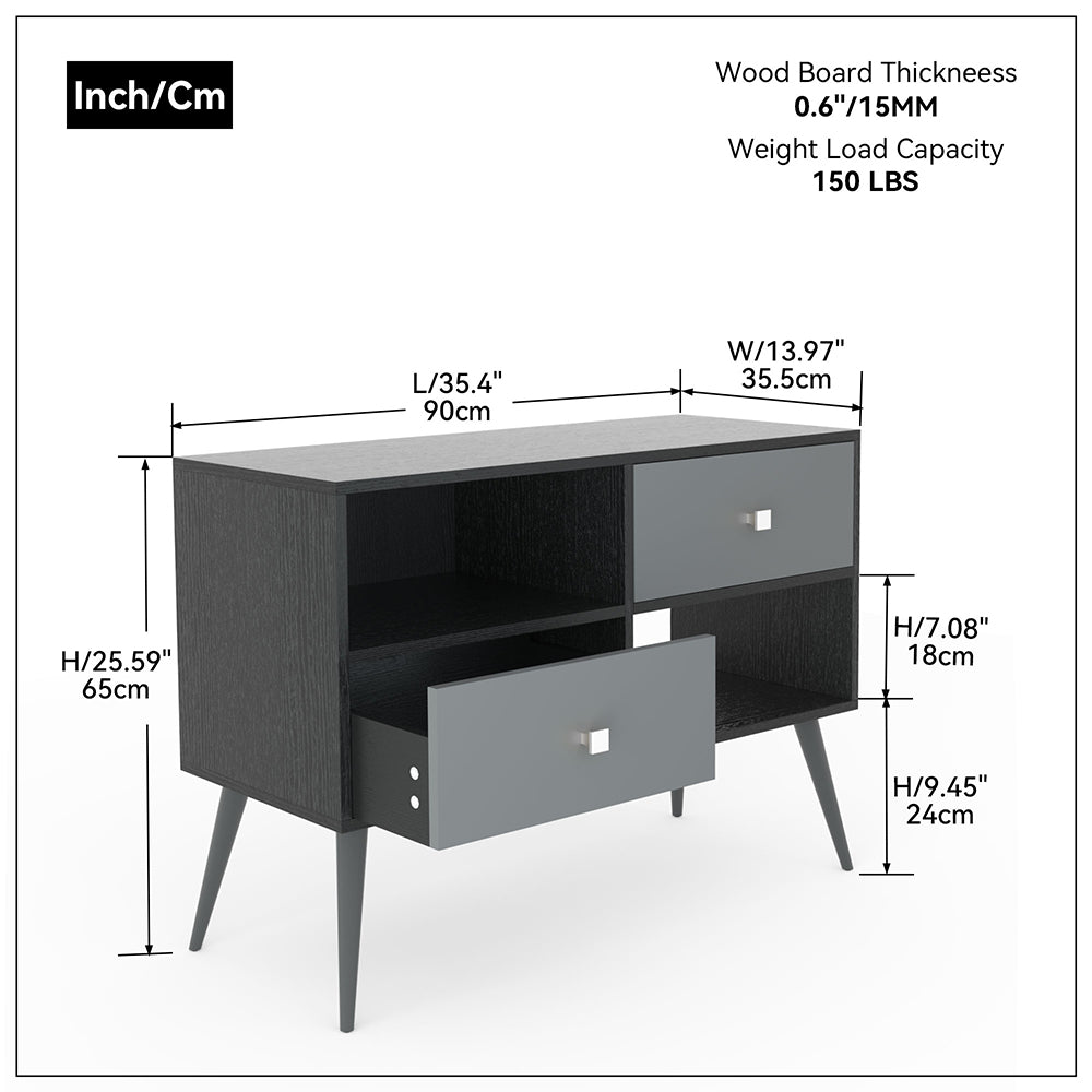 Filing Cabinet with Storage Drawers and Open Shelves