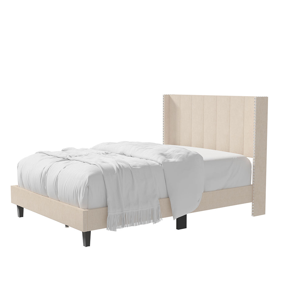 Platform Bed with Upholstered Headboard