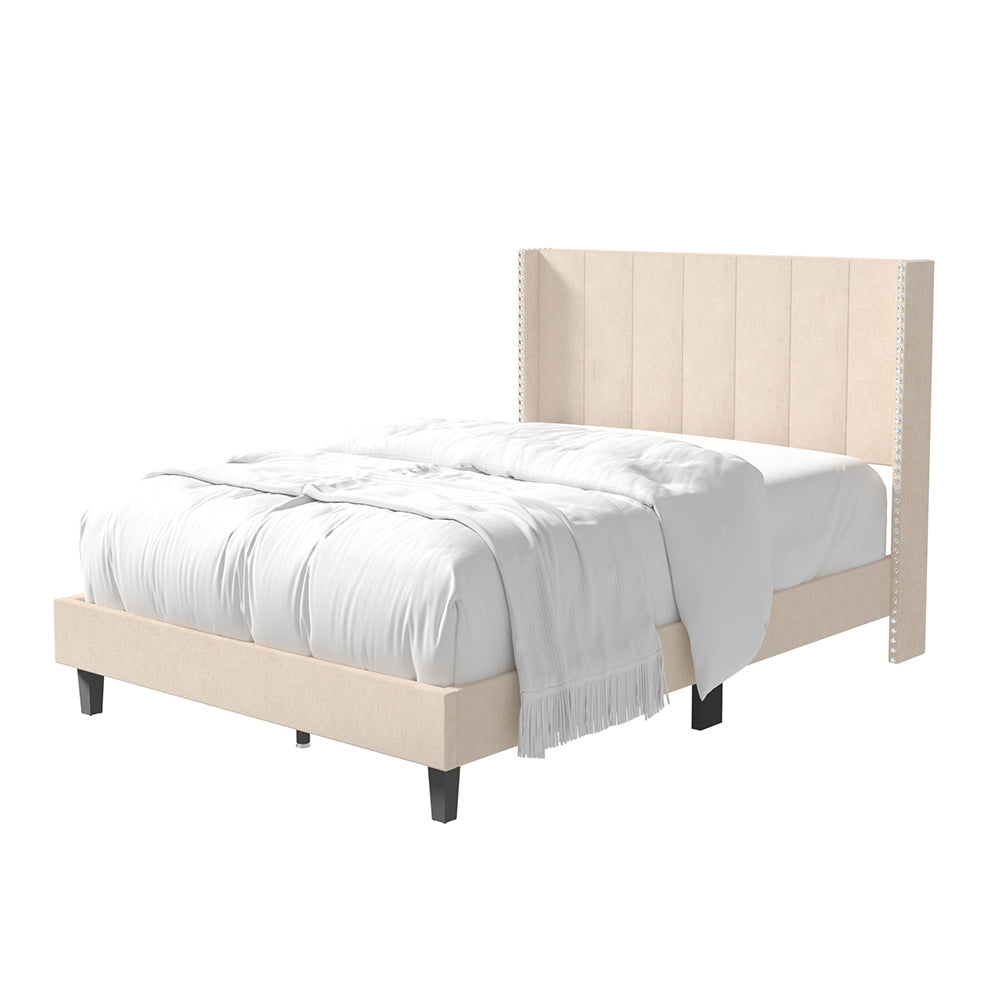 Platform Bed with Upholstered Headboard