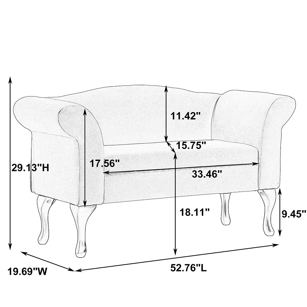 53" Loveseat Sofa, 2-Seat Mid Century Upholstered Sofa, Beige