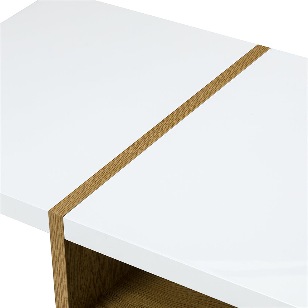 Modern Coffee Table with Shelf, White