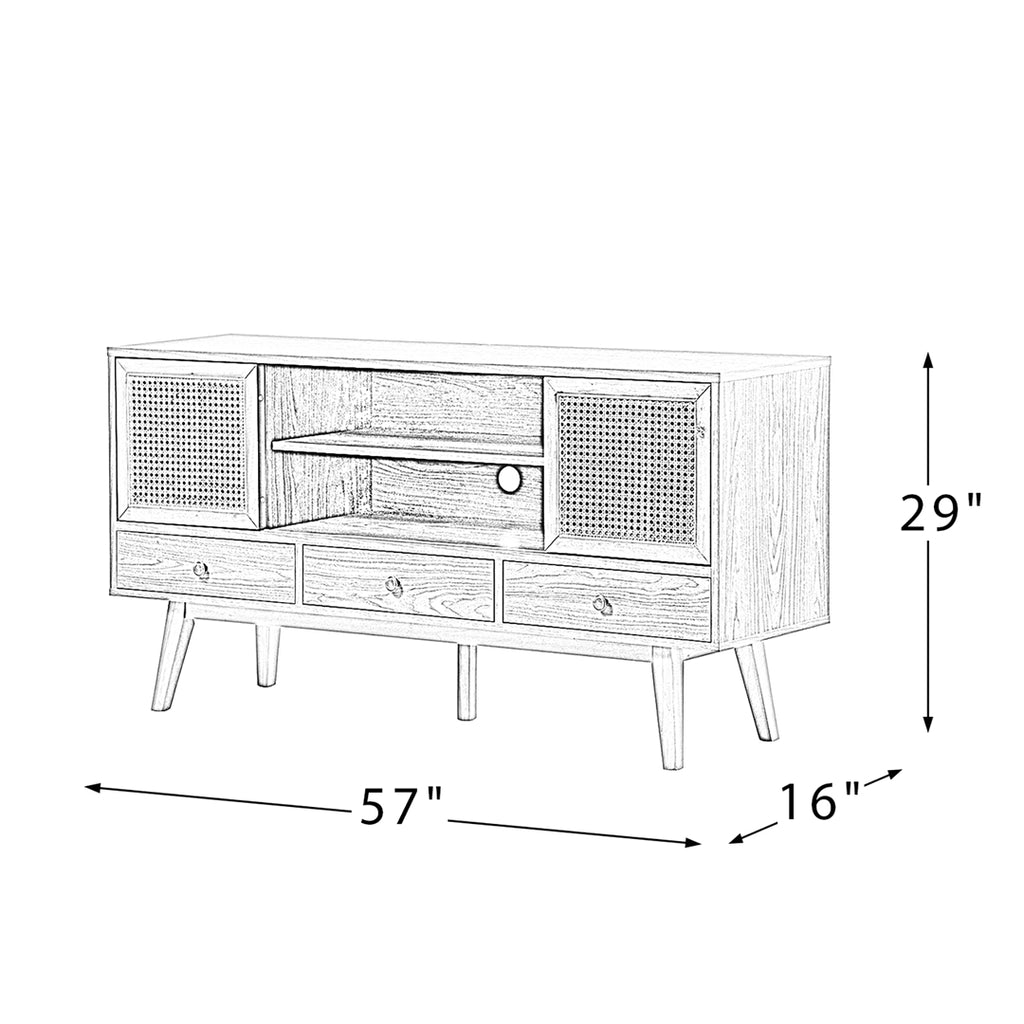 Wooden TV Stand for TVs up to 65" with Drawers, Espresso