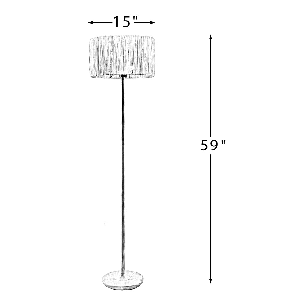 59" Solid Wood Floor Lamp with Grass Made-Up Lamp Shade