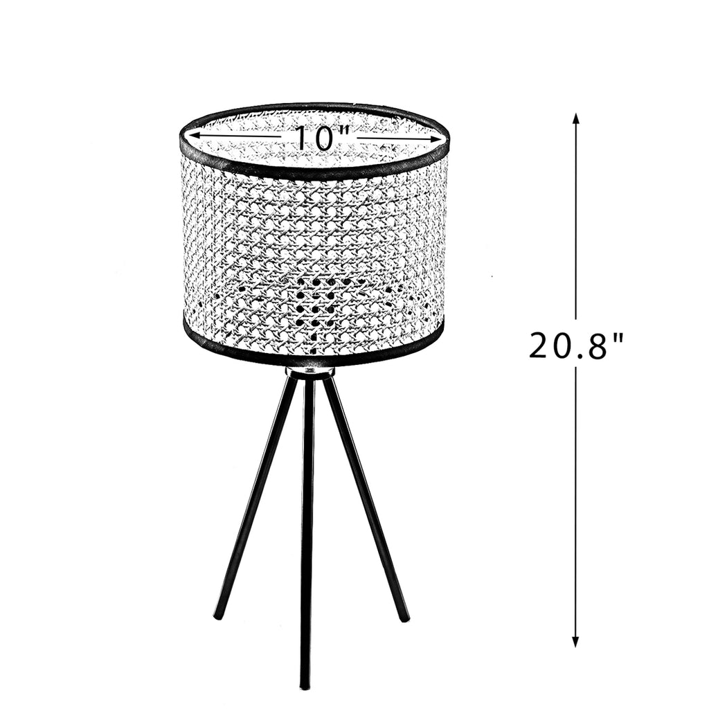 Rattan Woven Table Lamp with Tripod Legs