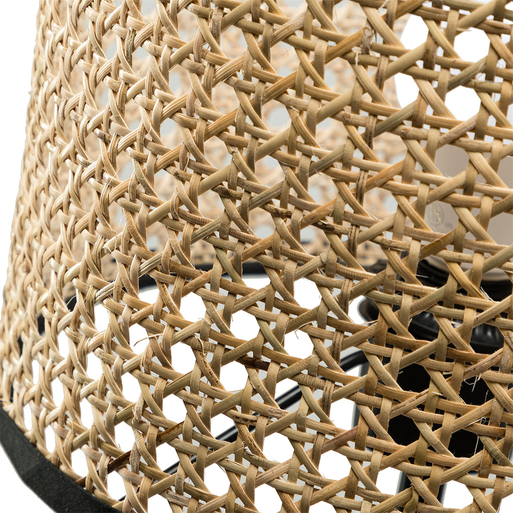 Rattan 21.3" Table Lamp with In-line Switch Control and Metal Legs