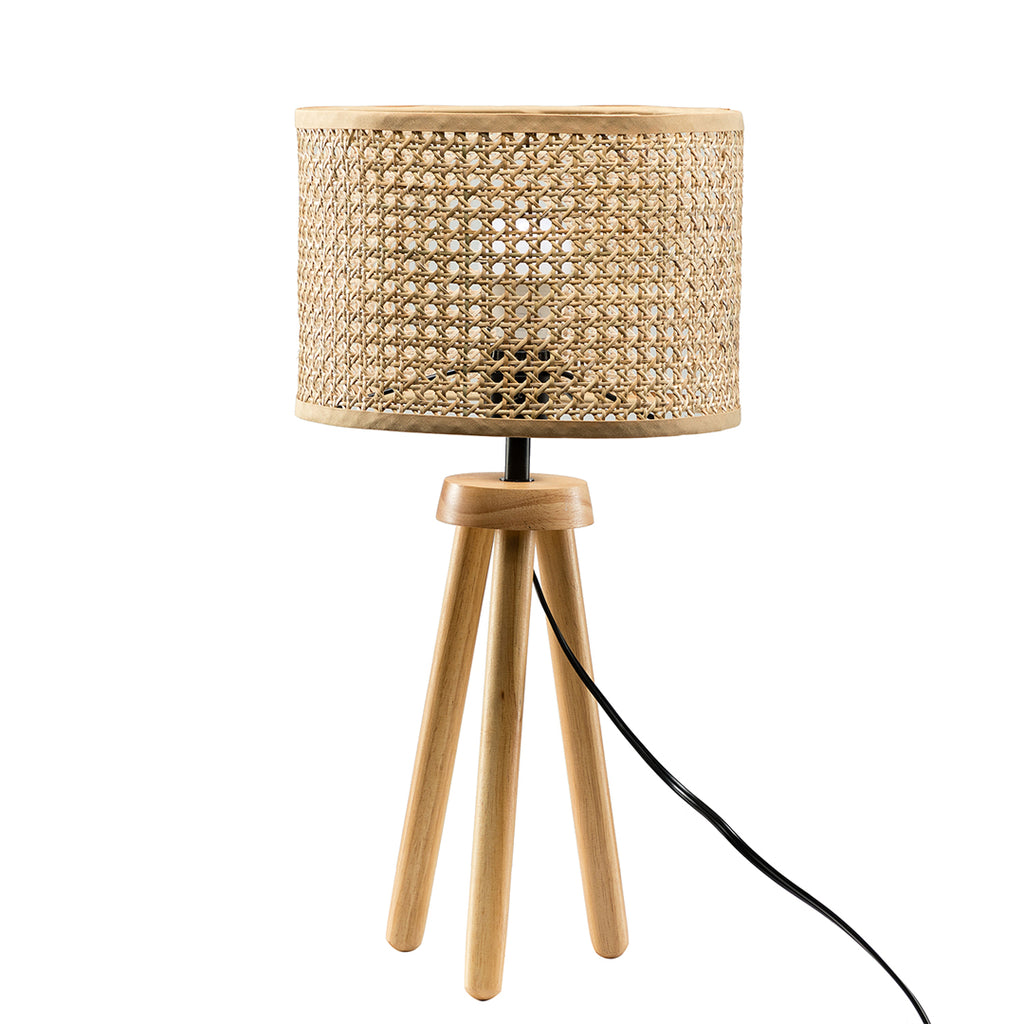 Rattan Woven Table Lamp with Tripod Legs