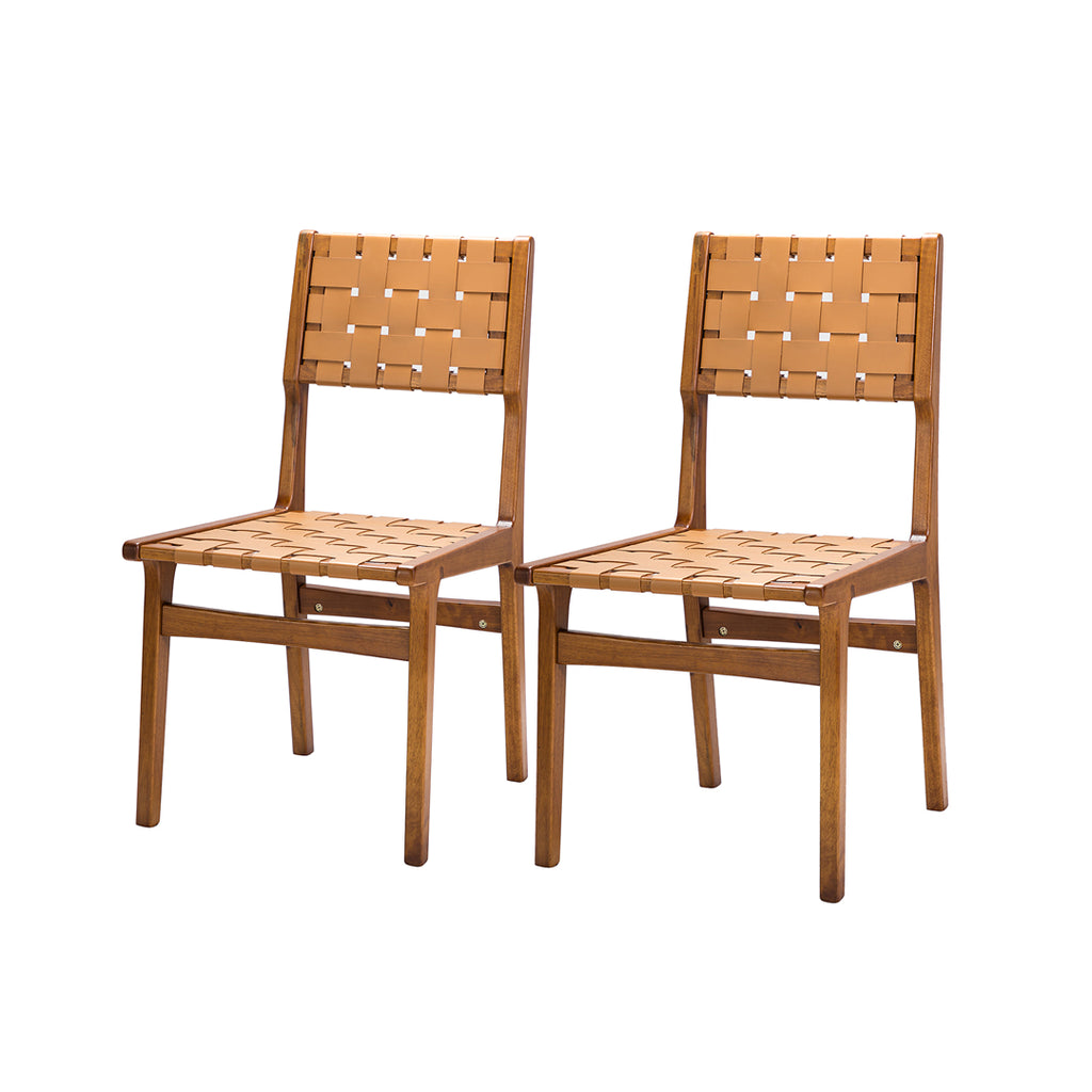 Leather Woven Dining Chairs