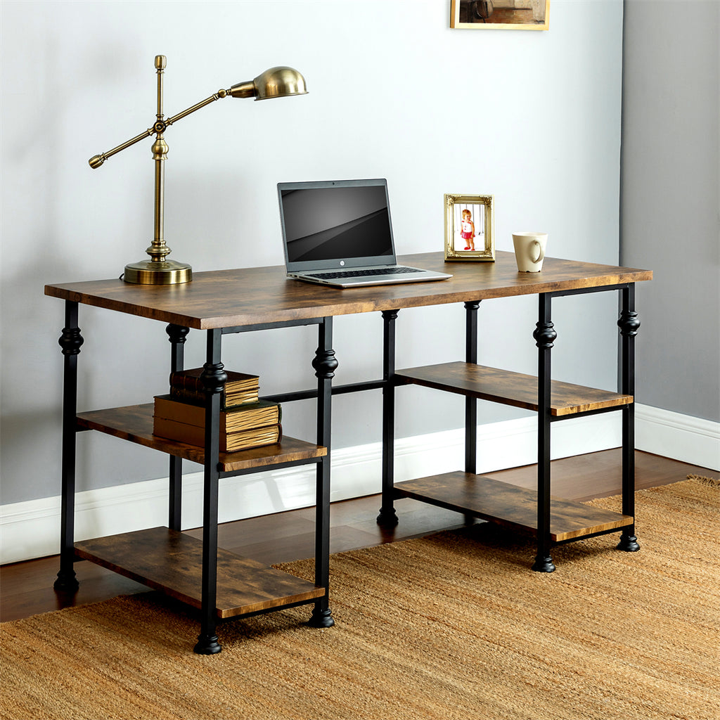 Multifunctional Office Desk with 4 Open-shelves