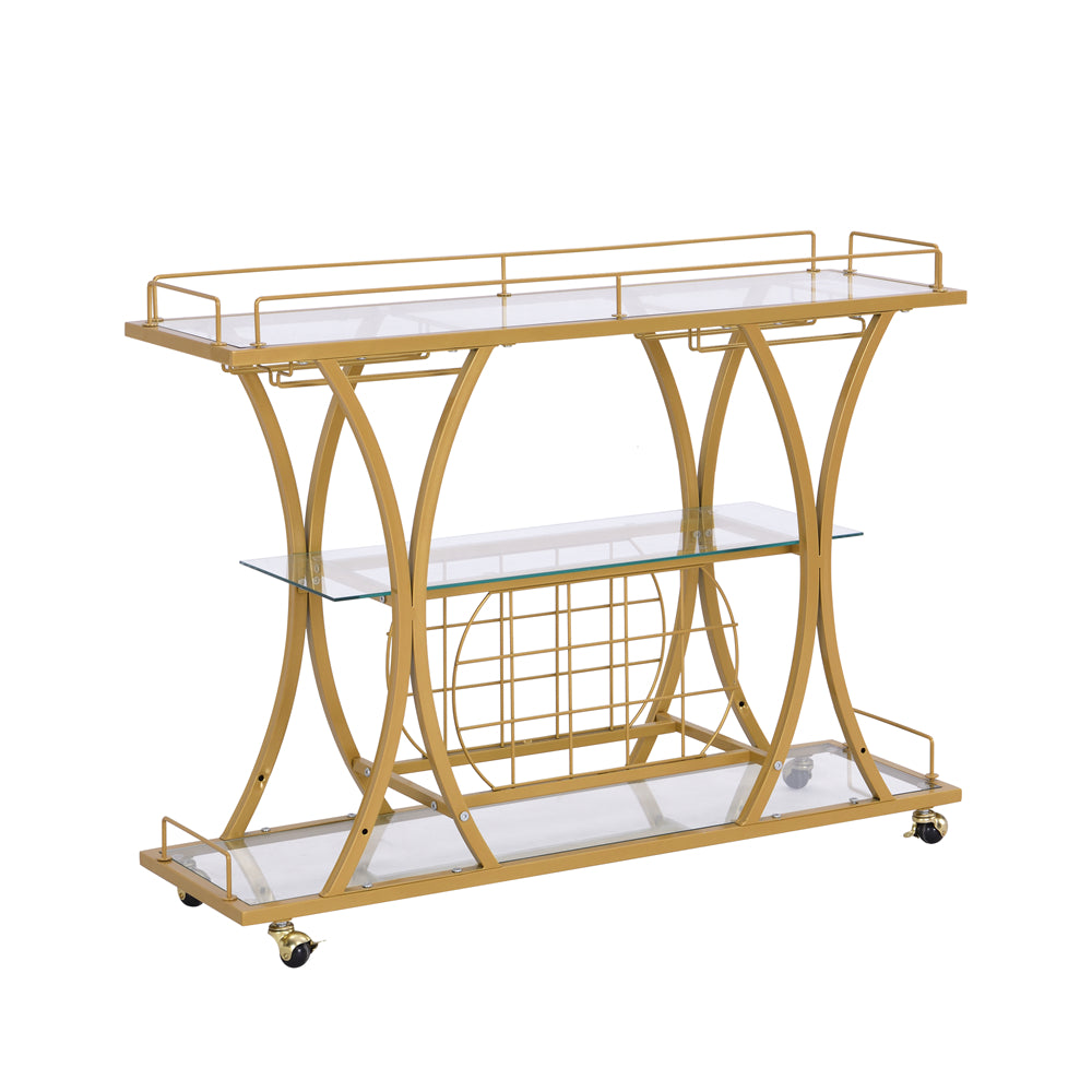 Bar Cart with Wine Rack and Glass Holder