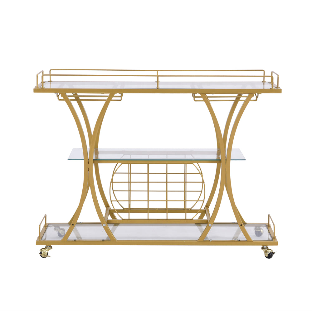 Bar Cart with Wine Rack and Glass Holder