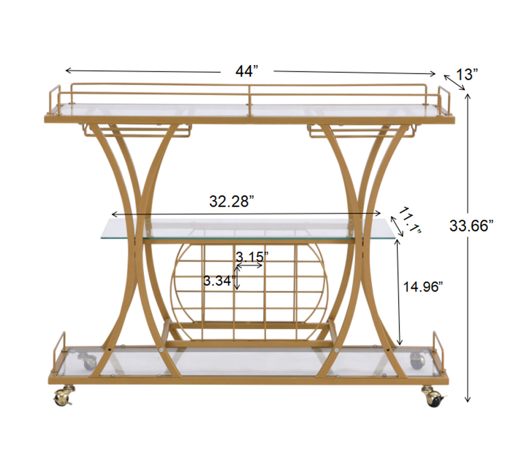 Bar Cart with Wine Rack and Glass Holder